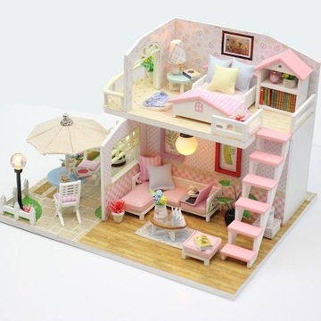 Model mini domku LED Pink Loft 3D puzzle