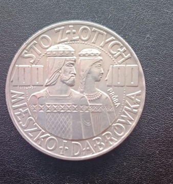 100 Złotych Mieszko i Dąbrówka 1966 Próba Ag900 