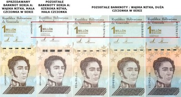 1000000 bolivares 2020 RZADKA Seria A UNC