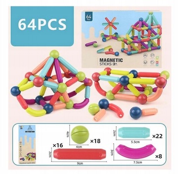 Klocki magnetyczne Magnetic Blocks 64 szt.