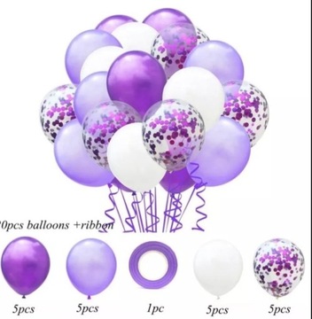 Zestaw balonów 20 szt - fioletowe 