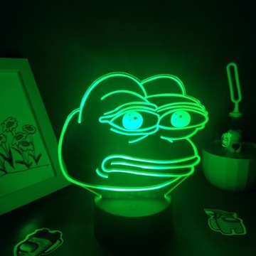 3D Iluzja Lampka Kreatywny Dekor Żaba Pepe LED RGB