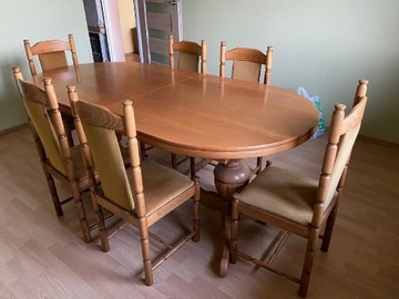 Stół dębowy + 6 krzeseł 