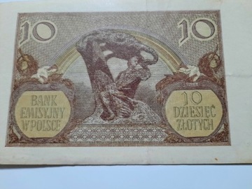 279N' BANKNOT 10 ZŁ 1940 ROK SUPER STAN SERIA J