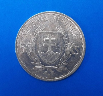 Słowacja 50 koron rok 1944, SREBRO 0,700
