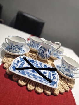 Zestaw komplet śniadaniowy filiżanki mlecznik porcelana Tirschenreuth