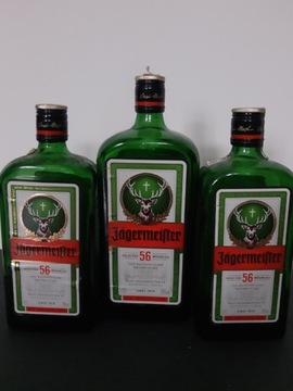 4 Szklane butelki po Jagermeister 