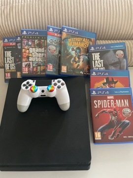 Ps4 slim 1 TB + 8 gier