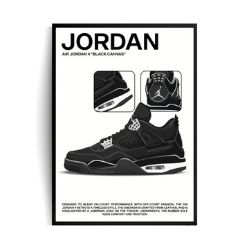 Plakat w ramie Jordan 4 Black Canvas A4 21x29,7cm