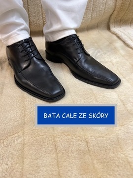 Bata czarne półbuty skórzane męskie 41