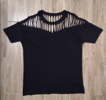 T-shirt czarny z siatką, rozmiar M/L