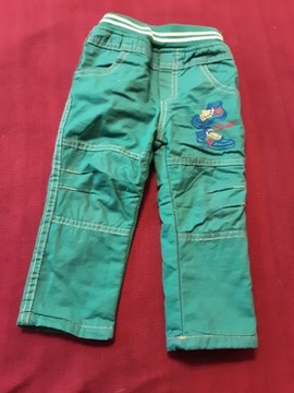 Spodnie ocieplane zimowe, jeansy, zielone, 86-92