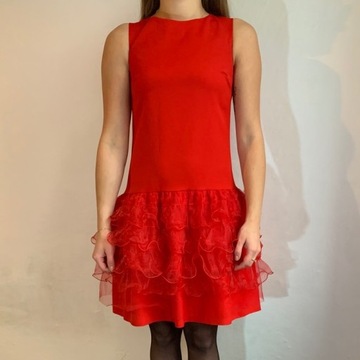 Sukienka czerwona z falbankami S 