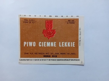 Etykieta z nieistniejącego browaru Osiek