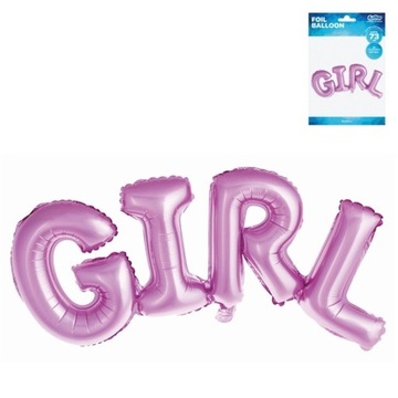 Różowy Balon Foliowy napis GIRL dziewczynka 73cm 