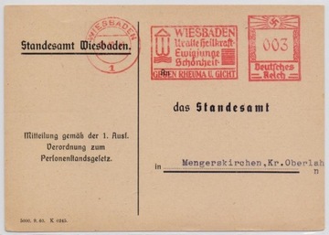 Kartka z frankaturą mechaniczną - Wiesbaden 1940
