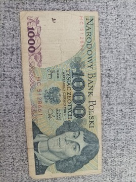 Banknot 1000 zł 1982 r. Seria HC