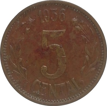 Litwa 5 centai 1936, KM#81