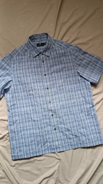 Męska Koszula Marks & Spencer Błękitna W kratkę Wiskoza Letnia Rozmiar 42