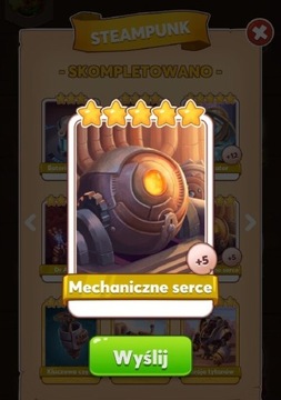 Coin master karta mechaniczne serce Natychmiastowa