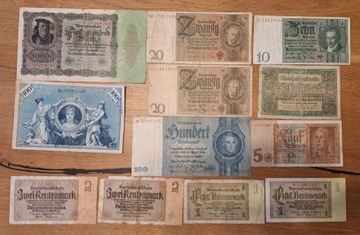 Banknoty Zabytkowe Niemcy 1908 r. Cena za komplet 