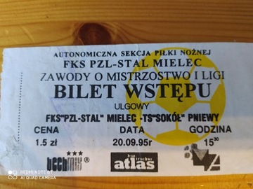 Bilet z meczu Stal Mielec - TS Sokół Pniewy 1995