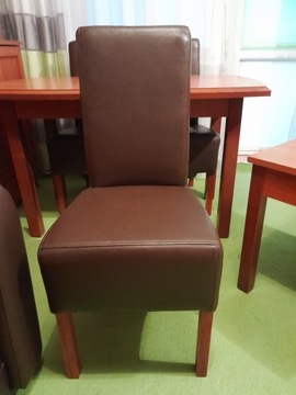 krzesła ekoskóra, kolor: orzech, ciemny brąz
