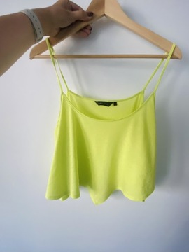 Krótka Koszulka Bluzka Top New Look Limonkowa 38 M