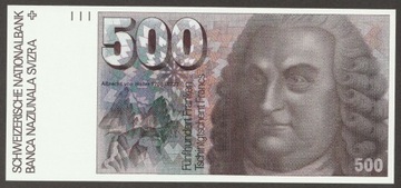 SZWAJCARIA 500 FRANKÓW - V. HALLER