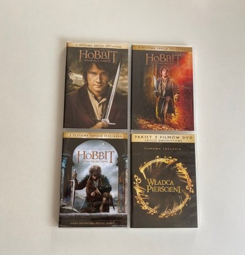 Filmy DVD Hobbit & Władca Pierścieni 1-3 Trylogia