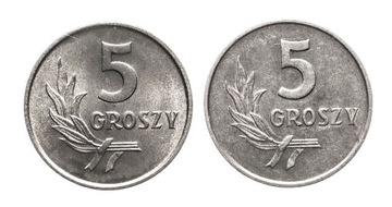 PRL, zestaw 2x5 groszy 1962, 1972.