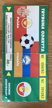 Bilet. Mecz tow. w piłce nożnej Polska-Armenia’99