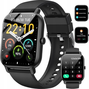 SMARTWATCH WODOODPORNY 1,85" CZARNY połączenia SMS