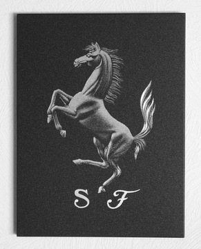 Ferrari Logo ręcznie grawerowane w blasze Staloryt