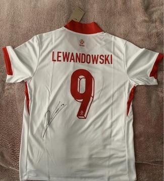 Robert Lewandowski koszulka Polska z autografem