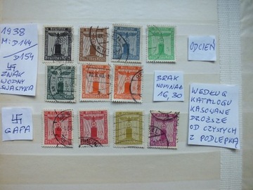 11szt. znaczki Mi D144 Niemcy 1938r. Rzesza Reich