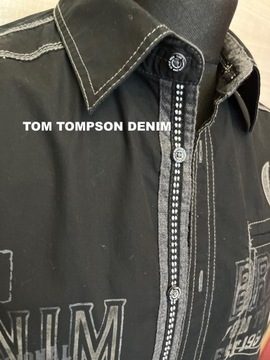 Tom Thompson czarna gruba koszula męska denim