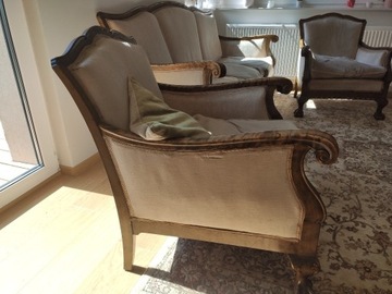 Zestaw Sofa + 2 fotele chippendale