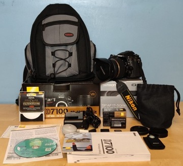 Nikon D7100, Tamron 17-50 F2.8, plecak, karta, akcesoria 
