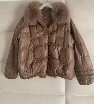 Kurtka puchowa 38 M futro Lis Zara biagi moncler