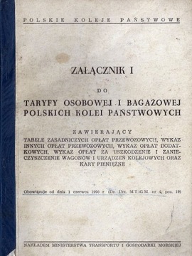 Załącznik do taryfy osobowo-bagażowej 1990