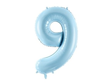 Balon foliowy cyfra "9" niebieski, pastelowy 86 cm