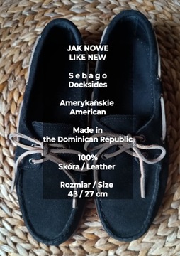 SEBAGO Męskie skórzane buty żeglarskie, 43 / 27 cm