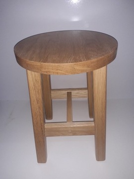 Taboret drewniany DĄB 46cm-stołek dębowy nietypowy