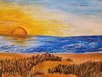 Obraz malowany ręcznie "Morze" - 24x30, Akryl