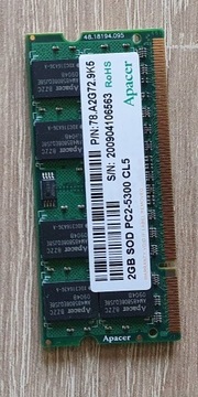 RAM Apacer 2GB SOD PC2-5300 CL5