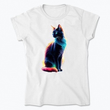 Koszulka z Wzorem Kociego Piękna - Tęczowe Barwy M