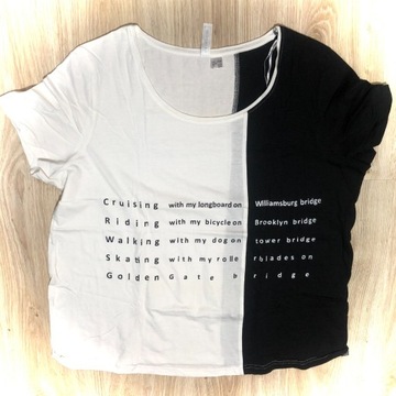 T-shirt, bluzka damska 46/48, biała i czarna 2w1.