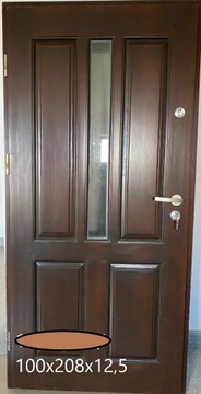 drzwi wejściowe drewniane nowe brazowe