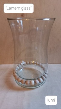 Szklany wazon/ świecznik lampion z koralami